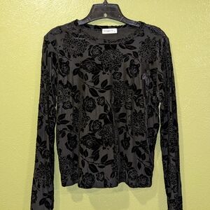 Ginger G Black Floral Women's Top